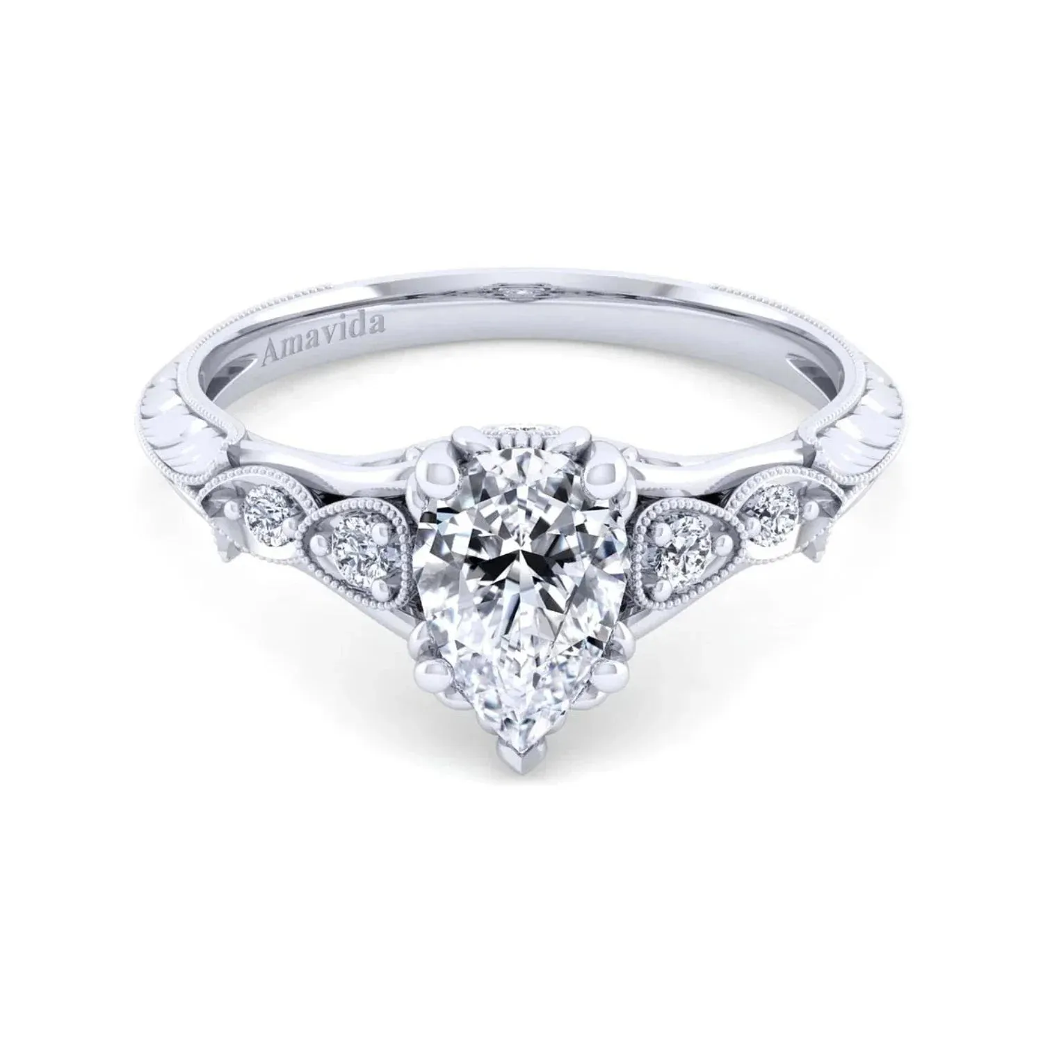 Gabriel & Co. "Chelsea" Pear Cut Diamond Engagement Ring