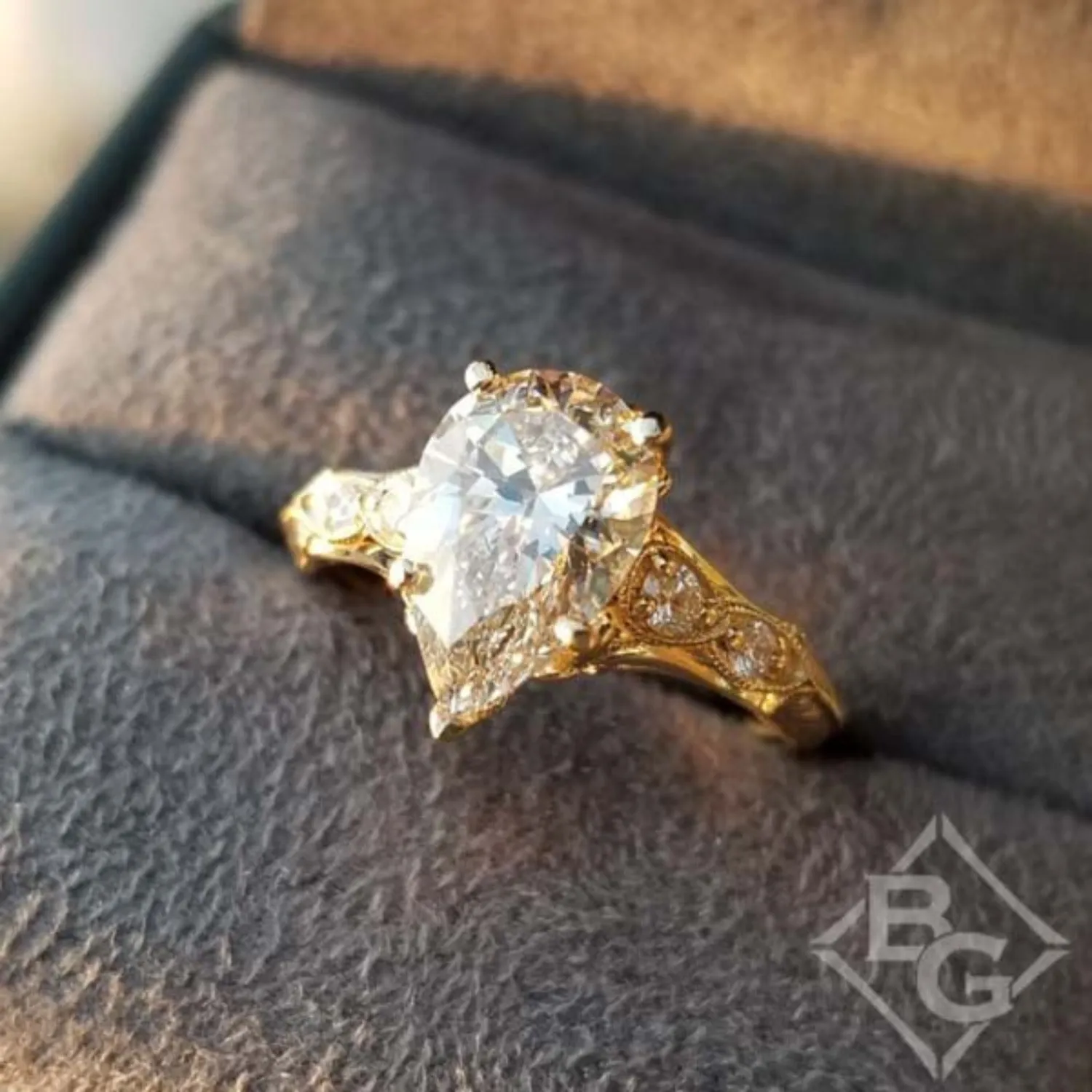 Gabriel & Co. "Chelsea" Pear Cut Diamond Engagement Ring