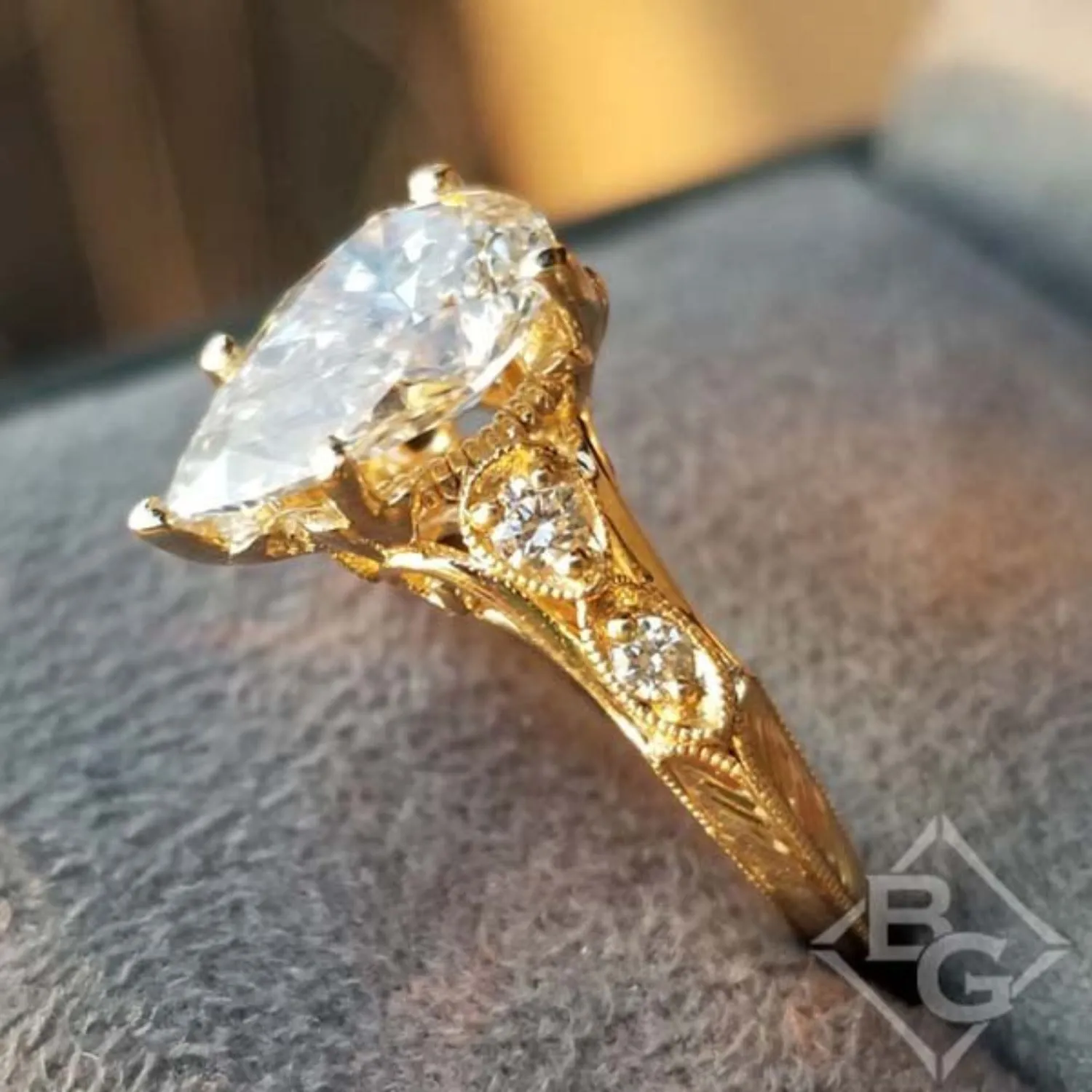 Gabriel & Co. "Chelsea" Pear Cut Diamond Engagement Ring