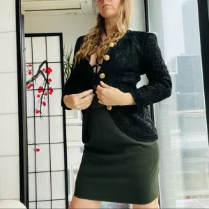 Georges Marciano Vintage Green Wool Pencil Business Skirt