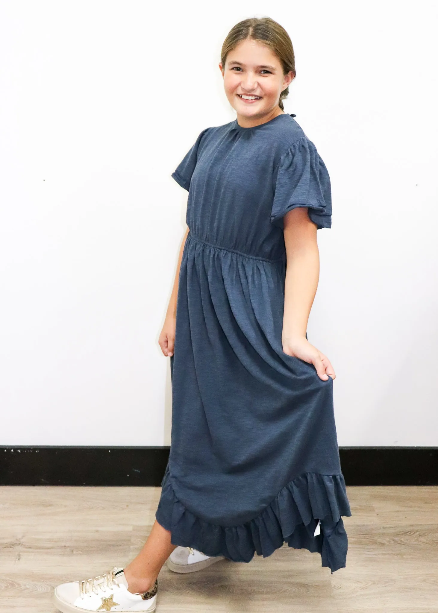 Girls Chelsea Ruffle Hem Midi Dress