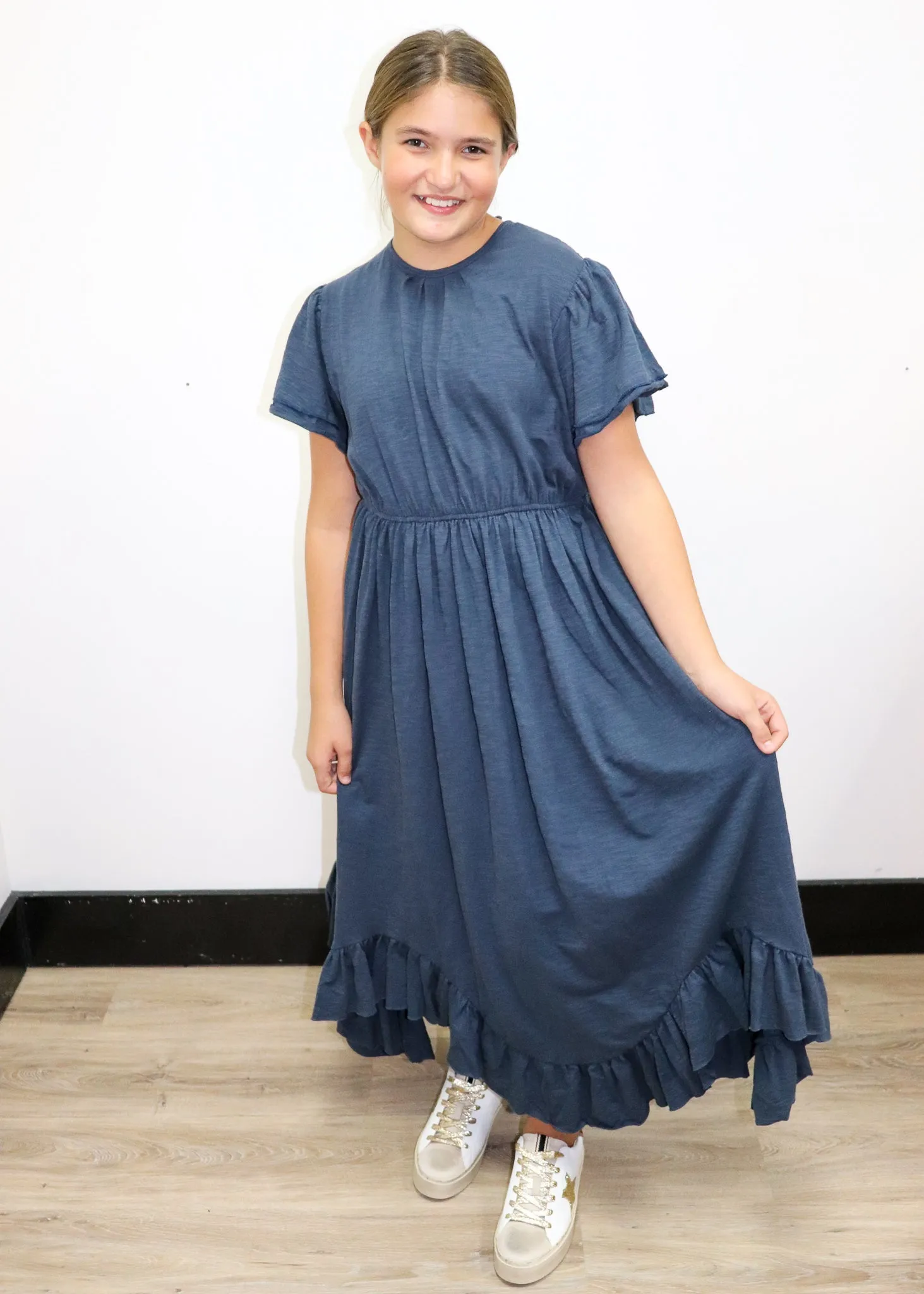 Girls Chelsea Ruffle Hem Midi Dress