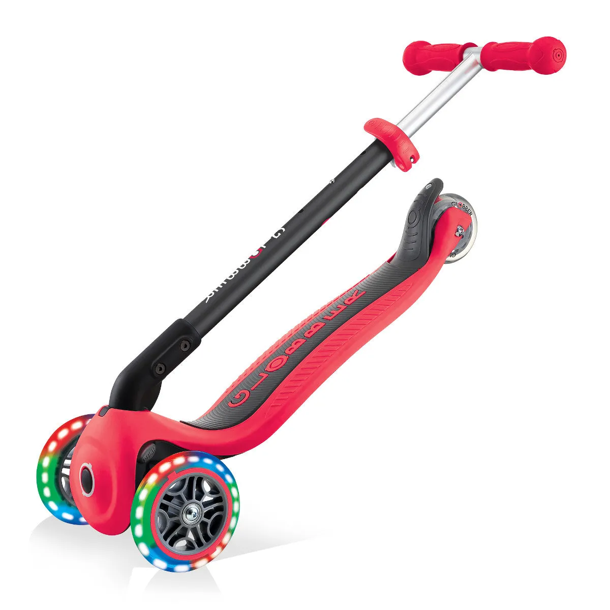 Globber GO UP Foldable Plus Lights Toddler Scooter With Seat - Red