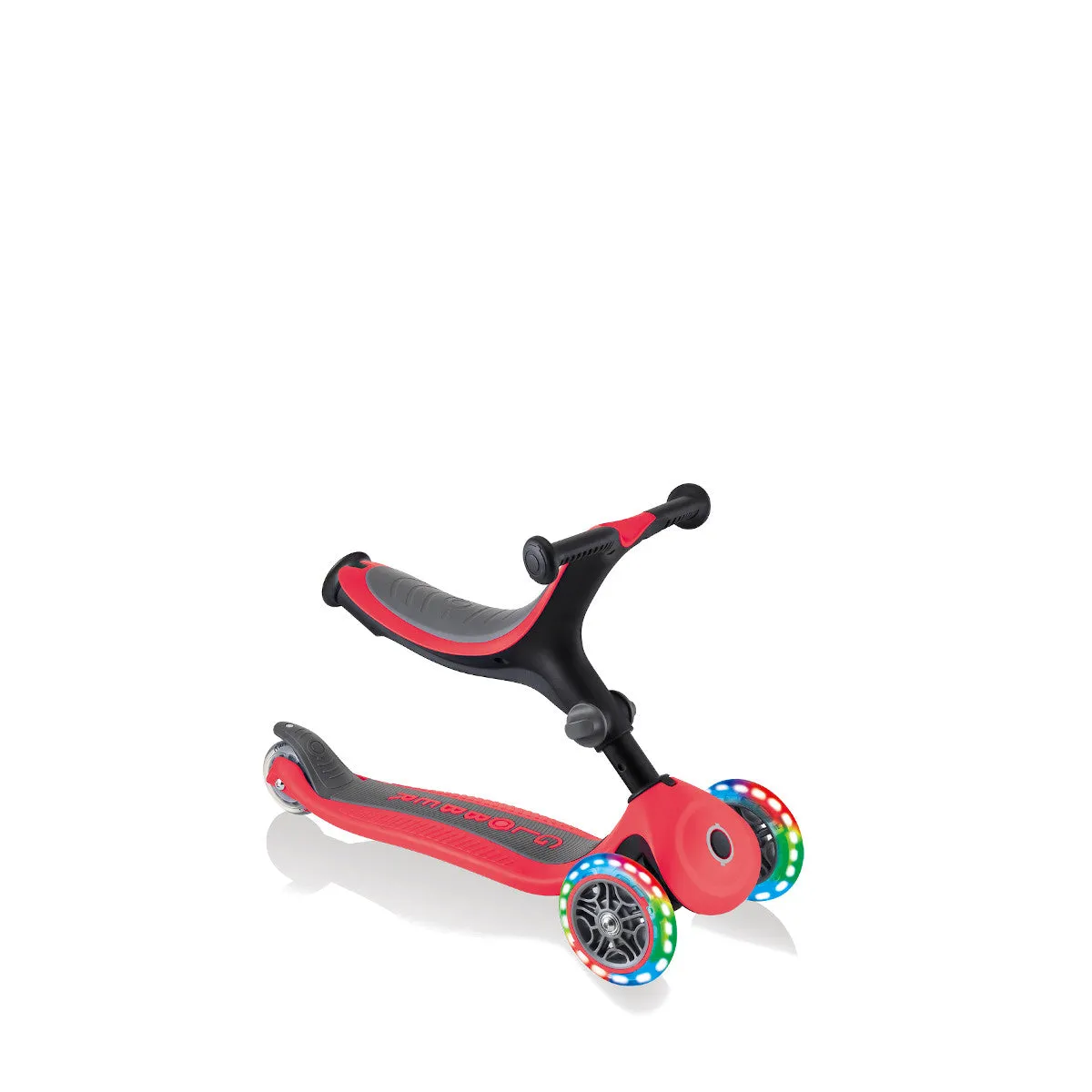Globber GO UP Foldable Plus Lights Toddler Scooter With Seat - Red
