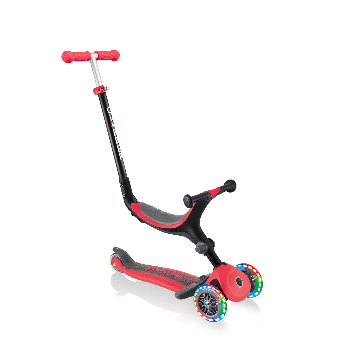 Globber GO UP Foldable Plus Lights Toddler Scooter With Seat - Red