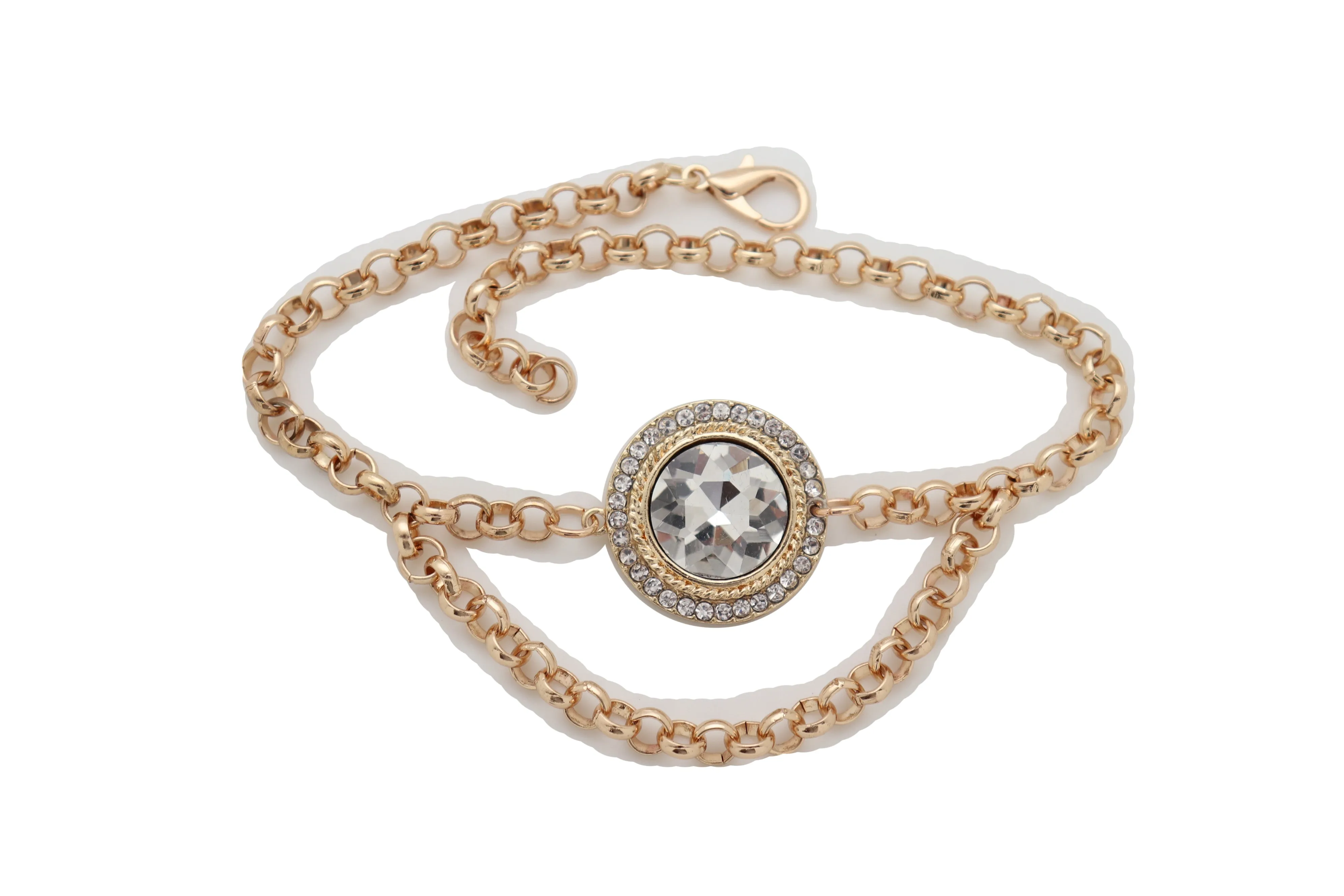 Gold Metal Chain Boot Bracelet Shoe Charm Fancy Bling Shiny Bead Anklet
