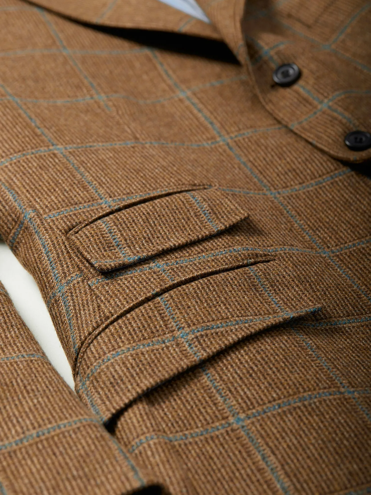 Hacking Saxony Tweed Jacket Brown Windowpane