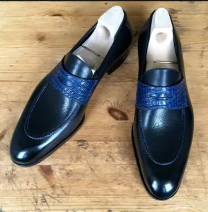 Handmade Two-Tone Leather Loafers for Men