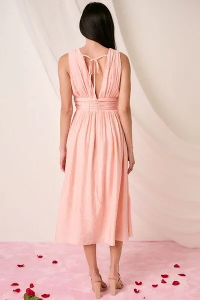 Hazel Blues® |  Mittoshop Ruched V-Neck Sleeveless Midi Dress