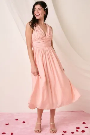 Hazel Blues® |  Mittoshop Ruched V-Neck Sleeveless Midi Dress