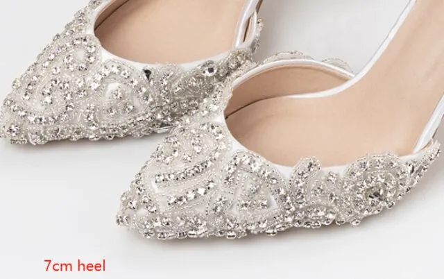 High heels silver and luxury sparkling rhinestone handmade custom wedding shoes 9cm banquet reception party ladies shoes