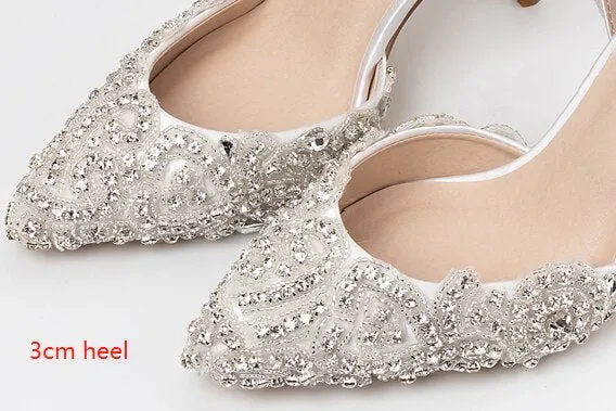 High heels silver and luxury sparkling rhinestone handmade custom wedding shoes 9cm banquet reception party ladies shoes