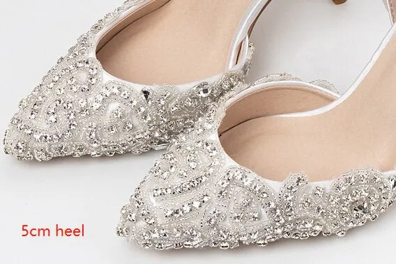 High heels silver and luxury sparkling rhinestone handmade custom wedding shoes 9cm banquet reception party ladies shoes