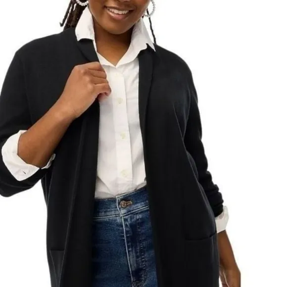 💚HP💚NWT J. Crew Factory Chelsea Cotton Sweater Blazer Jacket in Black size M