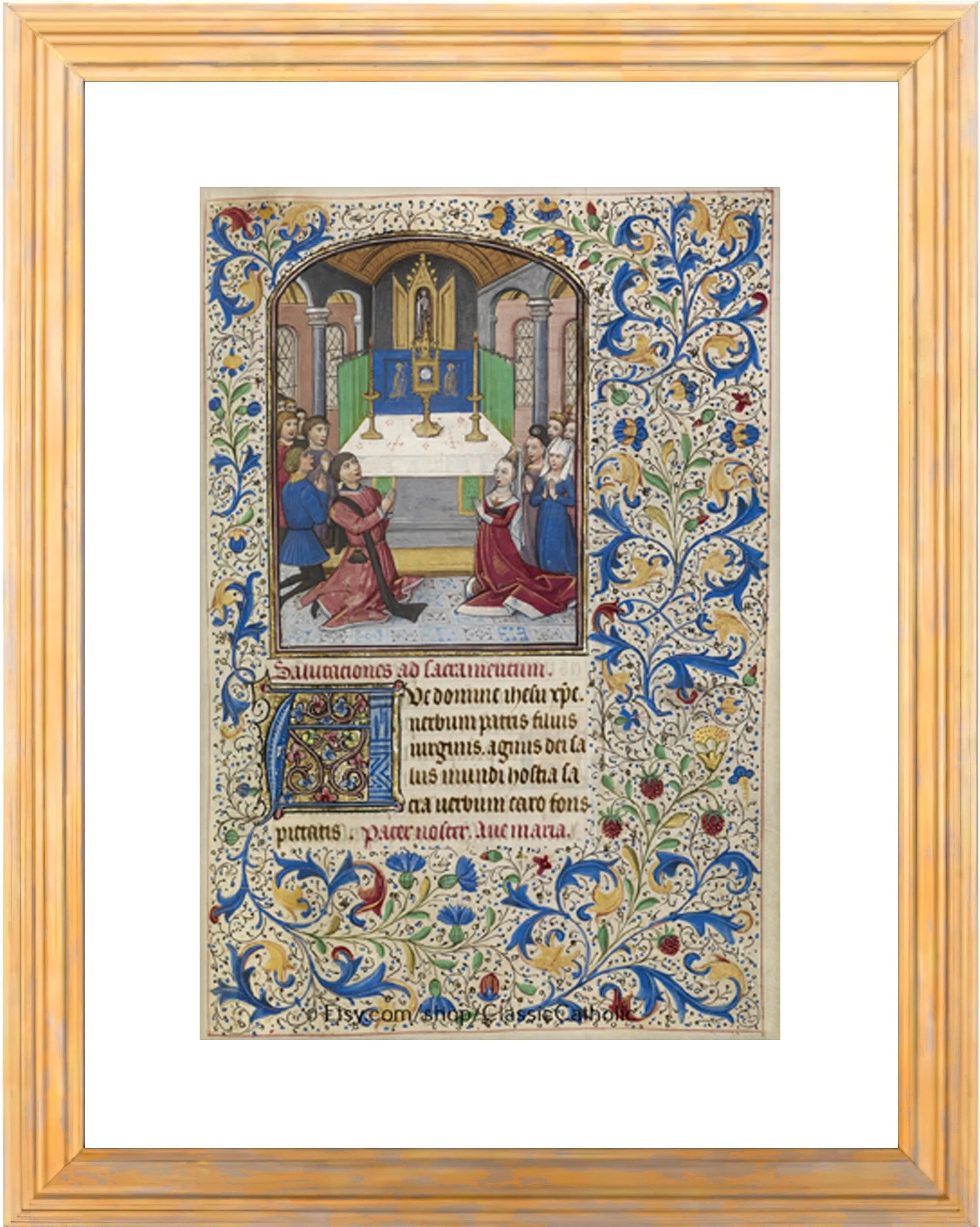 Illuminated Manuscript -- The Adoration of the Eucharist. – Medieval Catholic Art Print – Willem Vrelant- Archival Quality