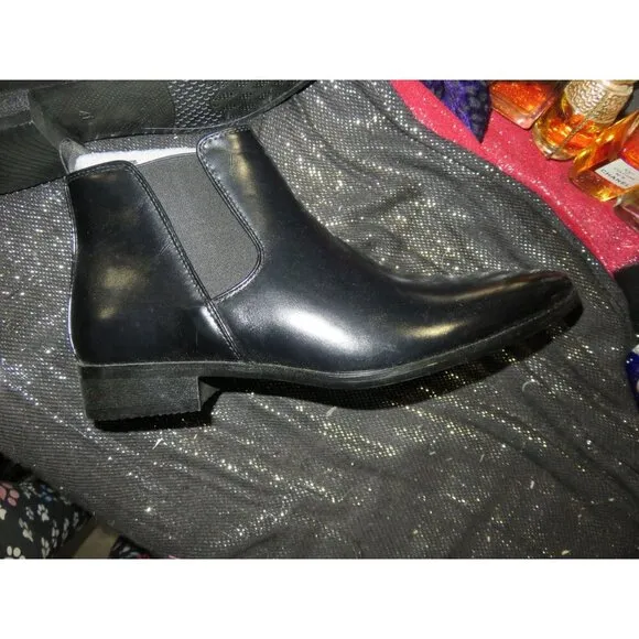 Italian Leather Chelsea Riding Boot for Men Ankle Boot Block Heel Pull On 41 8