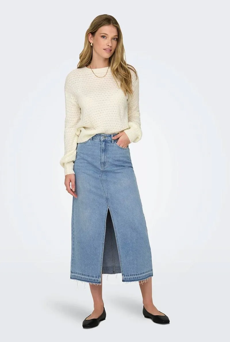 JDY BELLA HW LONG DENIM SKIRT
