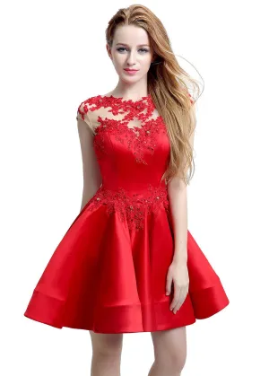 Jewel Lace Appliques Homecoming Dress