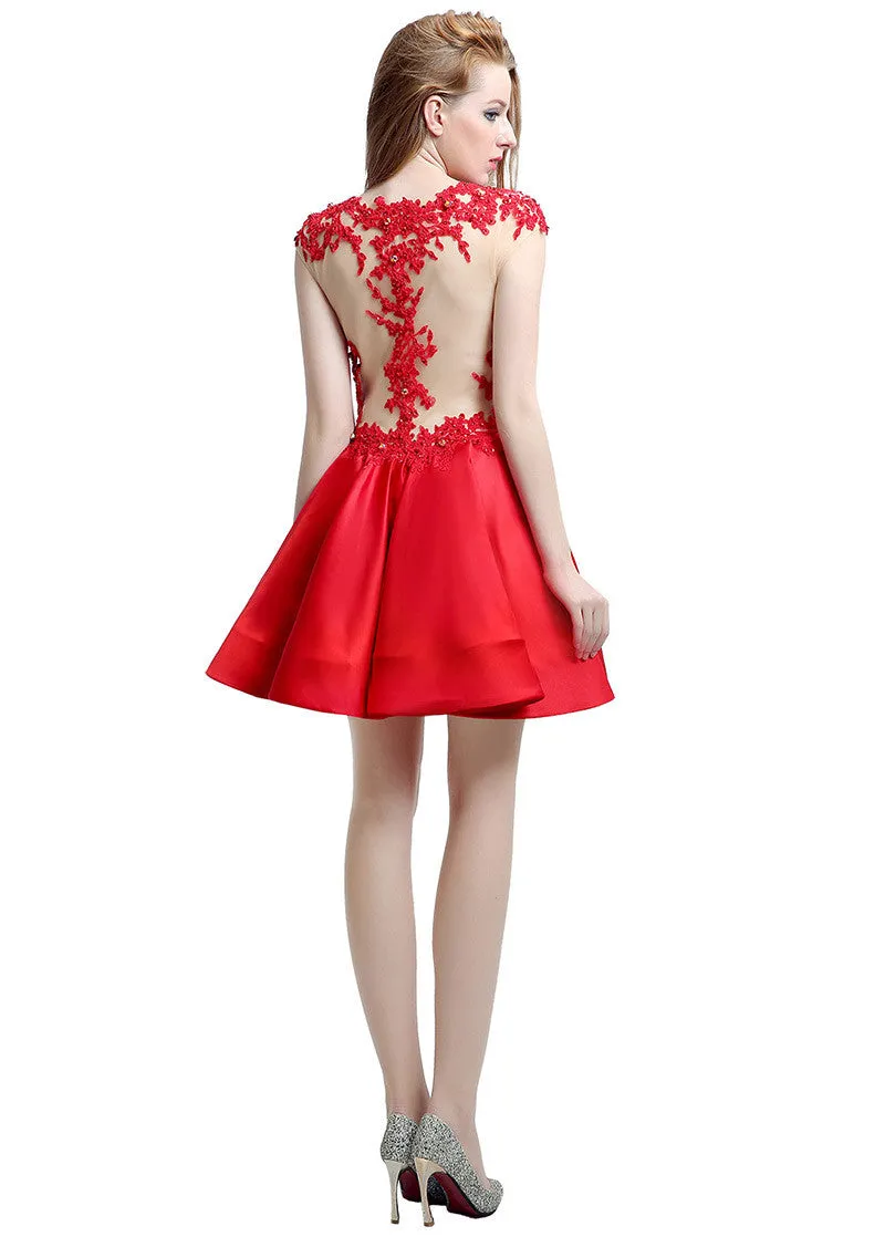 Jewel Lace Appliques Homecoming Dress