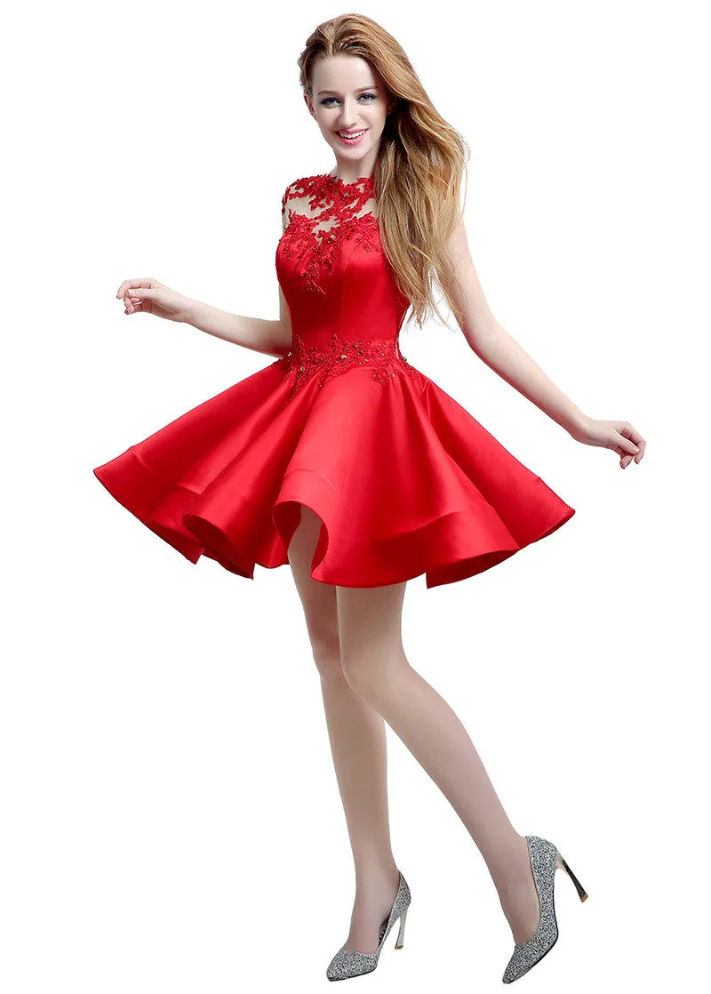 Jewel Lace Appliques Homecoming Dress