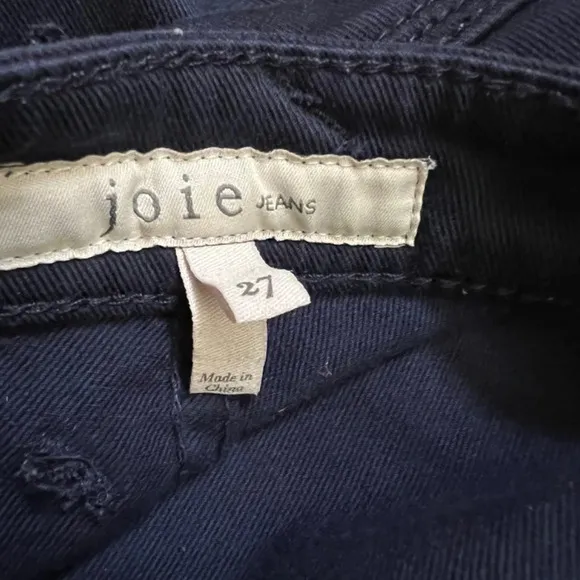 Joie Mid Rise Park Navy Blue Utility Ankle Ziipper Skinny Pants Size 27 EUC