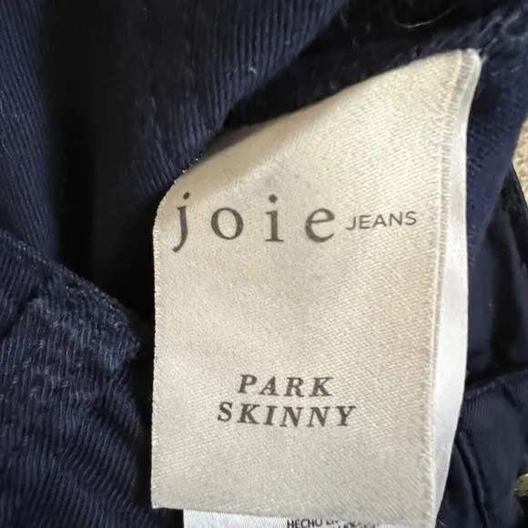 Joie Mid Rise Park Navy Blue Utility Ankle Ziipper Skinny Pants Size 27 EUC