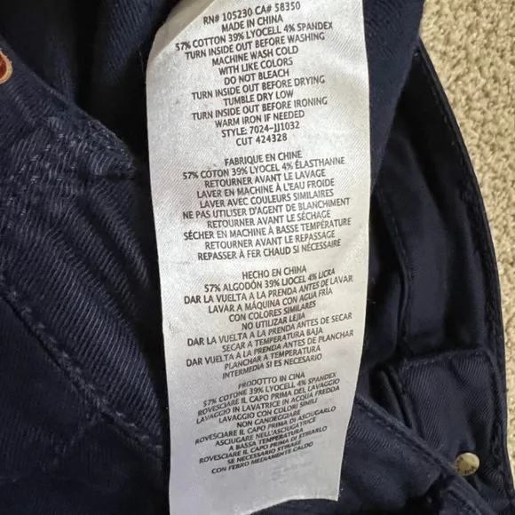 Joie Mid Rise Park Navy Blue Utility Ankle Ziipper Skinny Pants Size 27 EUC