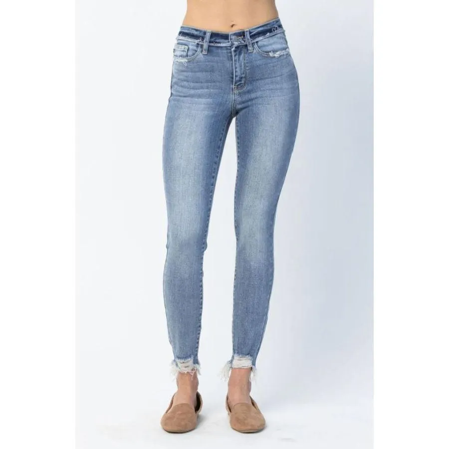 Judy Blue Mid Rise Release Waistband Detail Skinny Jeans