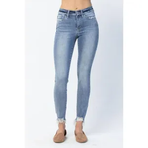 Judy Blue Mid Rise Release Waistband Detail Skinny Jeans