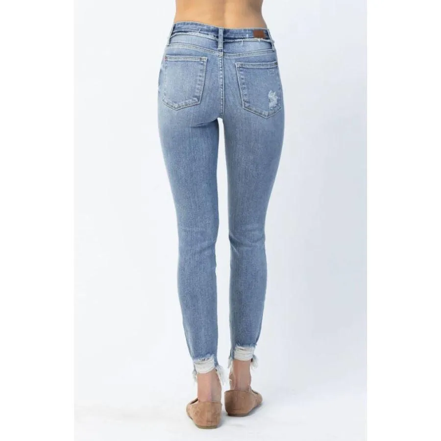 Judy Blue Mid Rise Release Waistband Detail Skinny Jeans