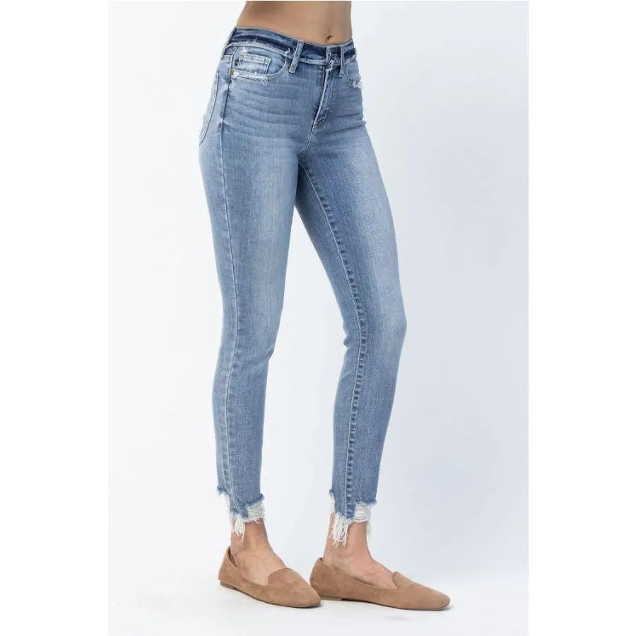 Judy Blue Mid Rise Release Waistband Detail Skinny Jeans