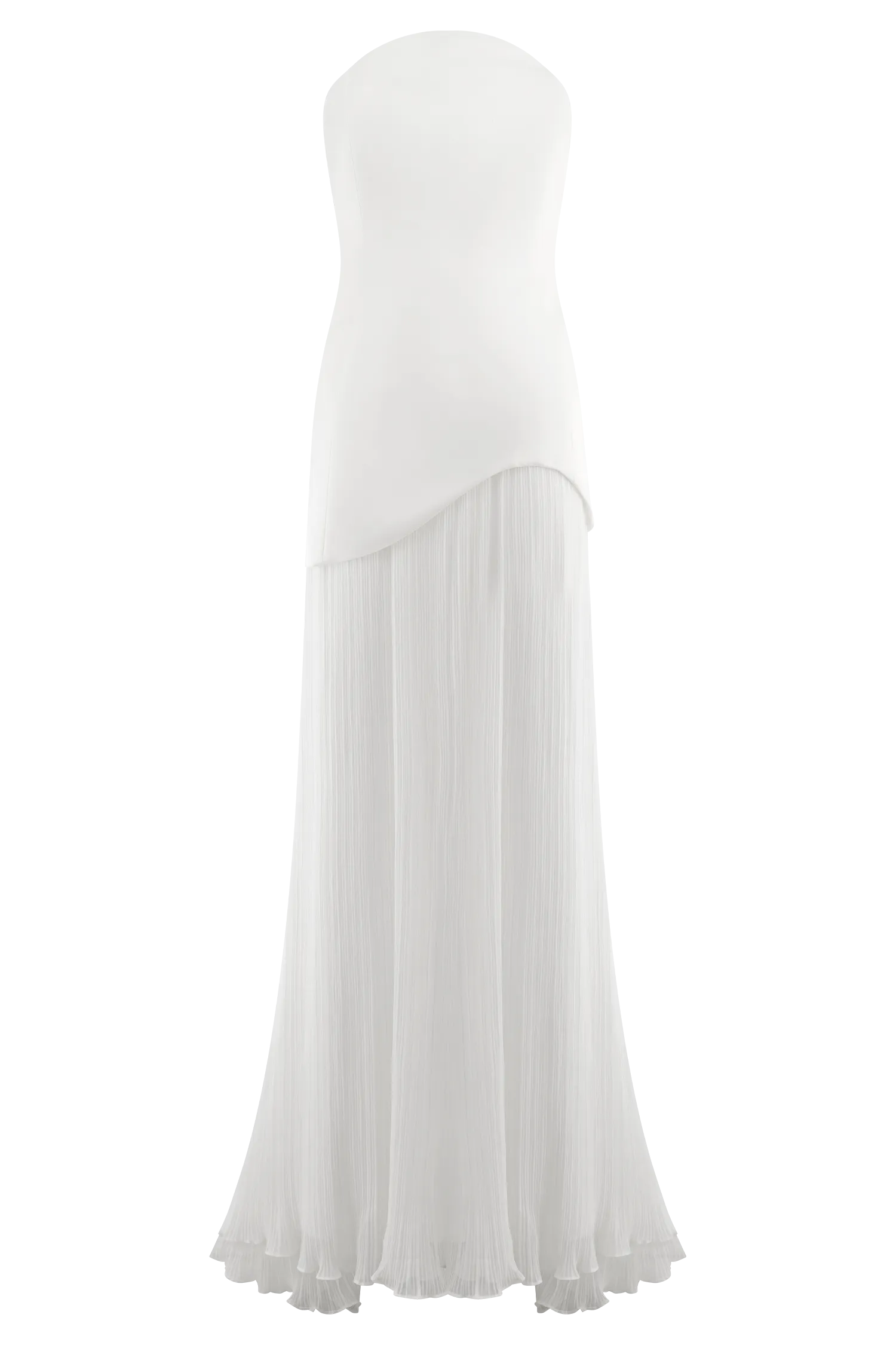 Juno Strapless Pleated Maxi Gown - White