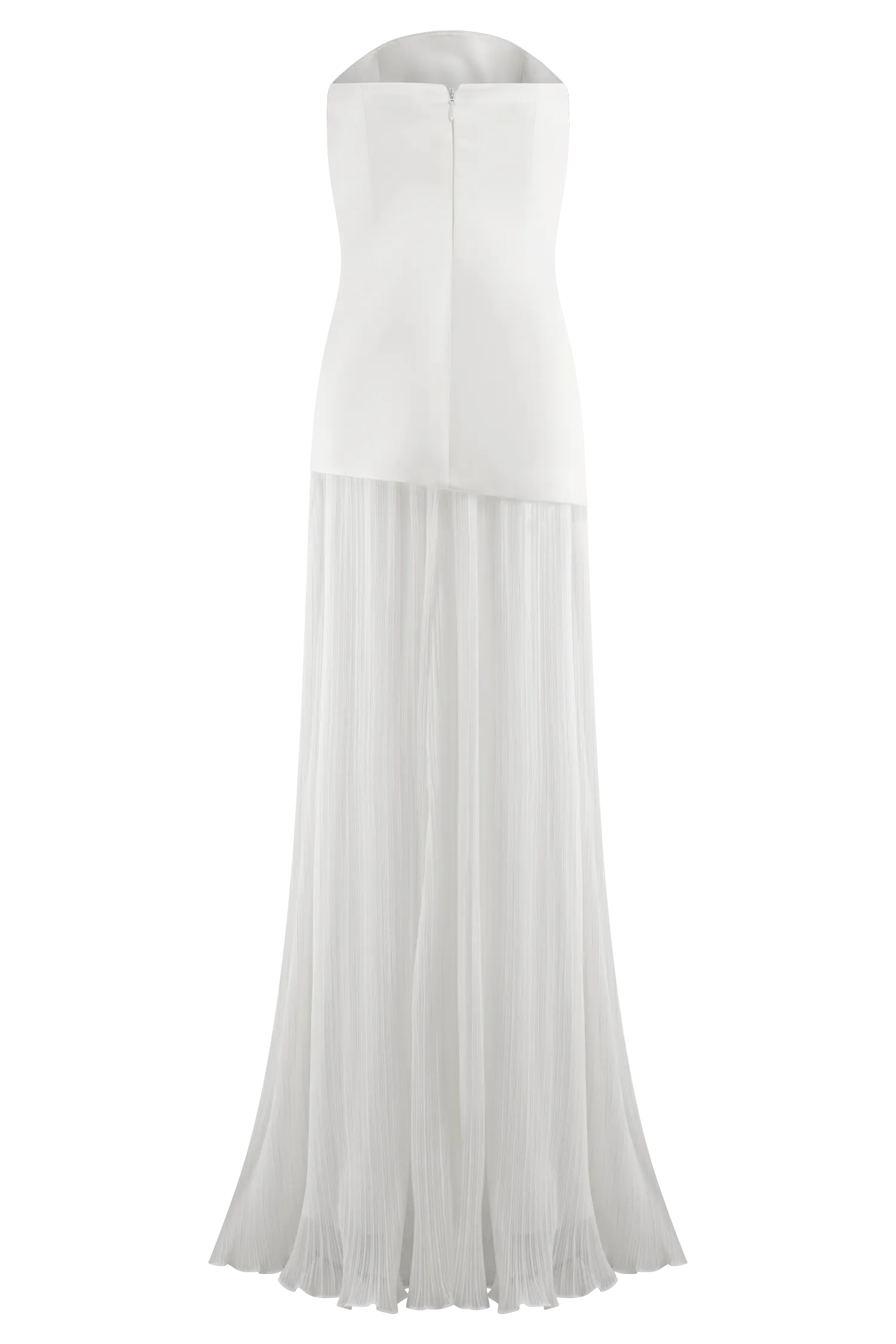 Juno Strapless Pleated Maxi Gown - White