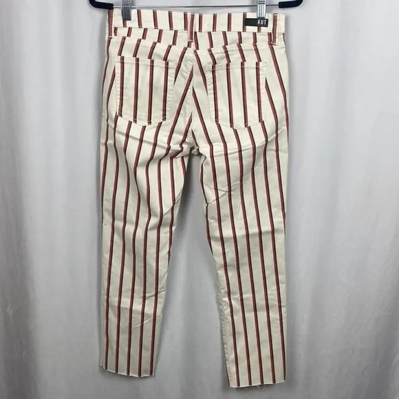 KUT from the Kloth Reese High Rise Ankle Straight Raw Hem Ivory/Right - Size 2