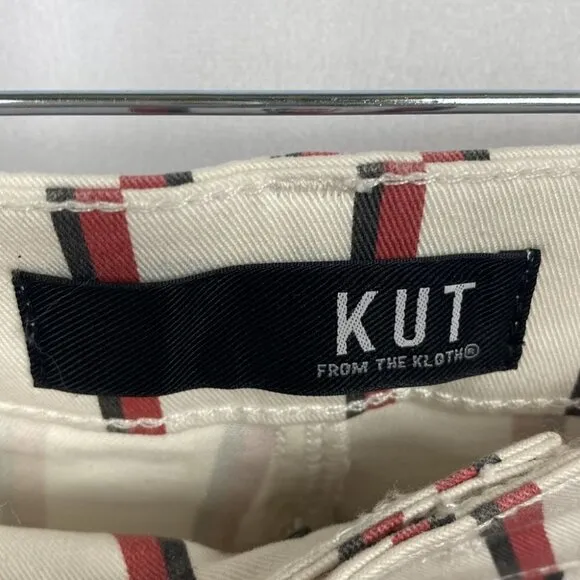 KUT from the Kloth Reese High Rise Ankle Straight Raw Hem Ivory/Right - Size 2