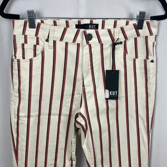 KUT from the Kloth Reese High Rise Ankle Straight Raw Hem Ivory/Right - Size 2