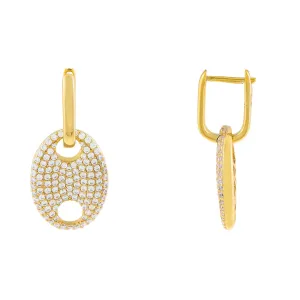 Large Pavé Mariner Charm Huggie Earring
