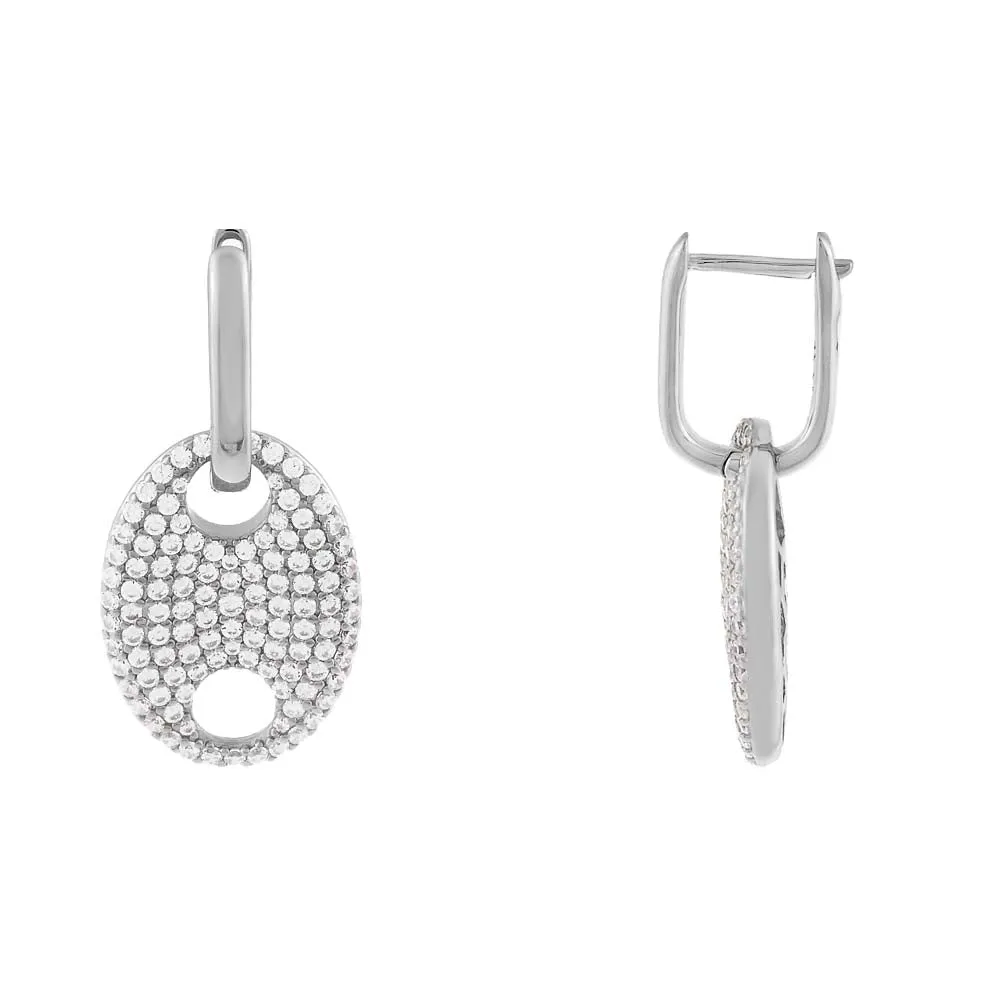 Large Pavé Mariner Charm Huggie Earring