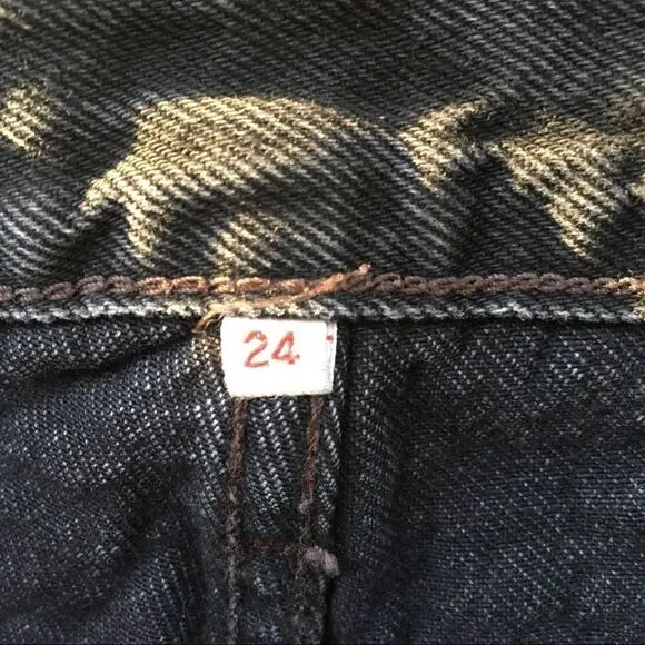 LEVI’s Wedgie High Waisted Icon Denim Jeans Distressed Faded Black 24