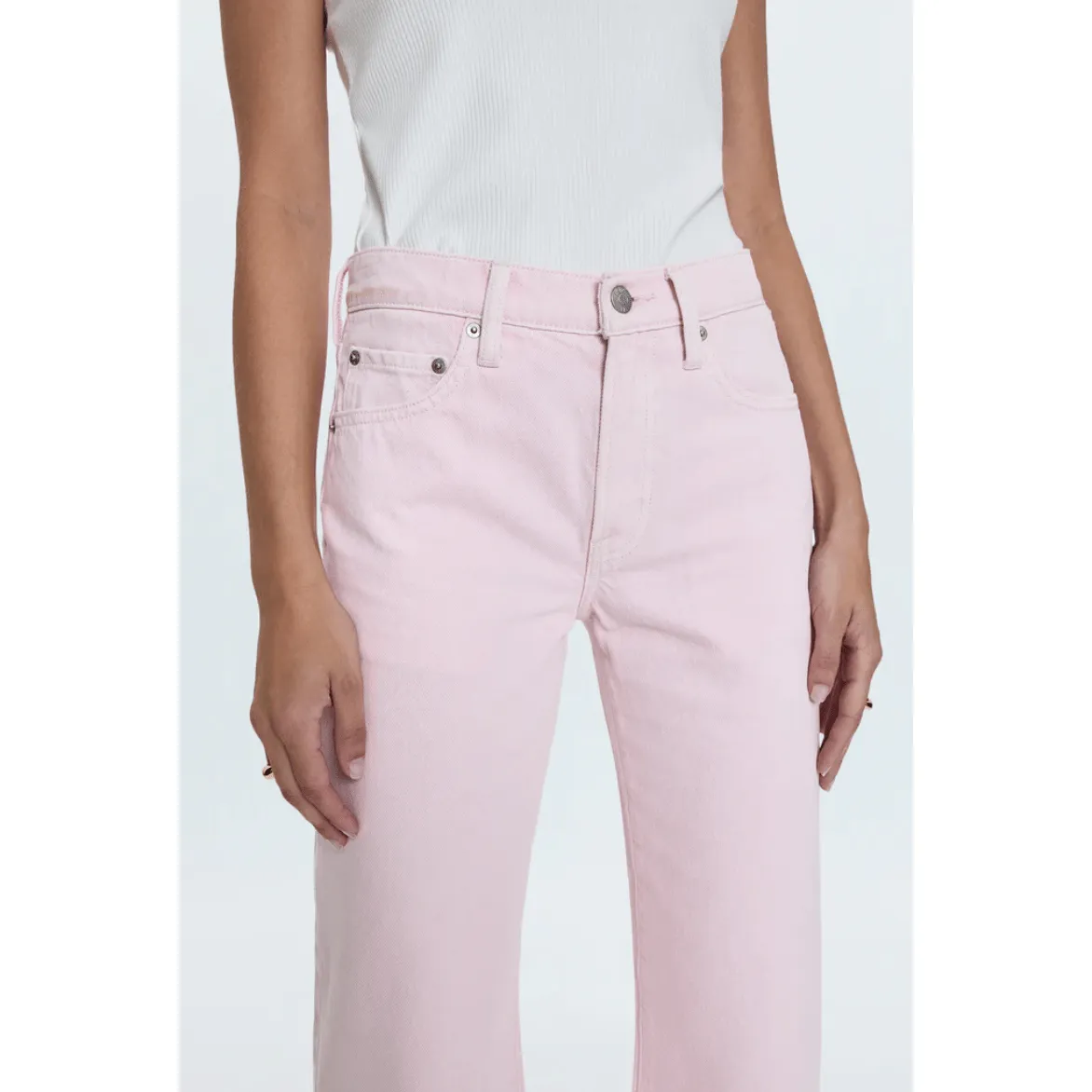 Lexi Mid Rise Bowed Straight - Blush