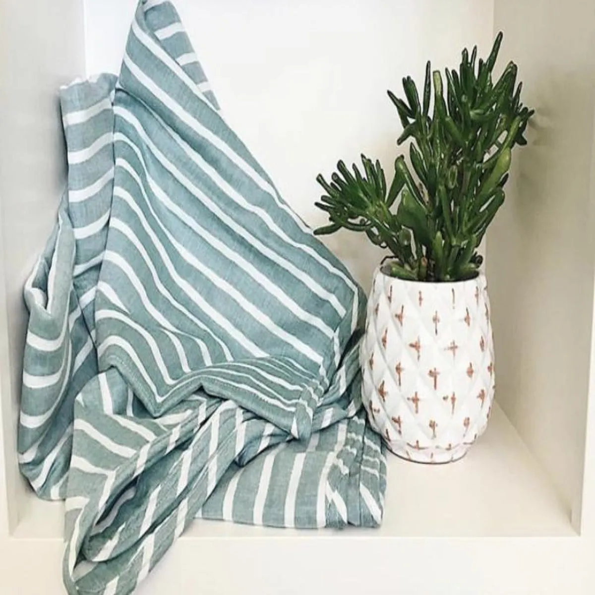 Lifetime Blanket (Toddler Blanket) - Teal and Cream Breton Stripe