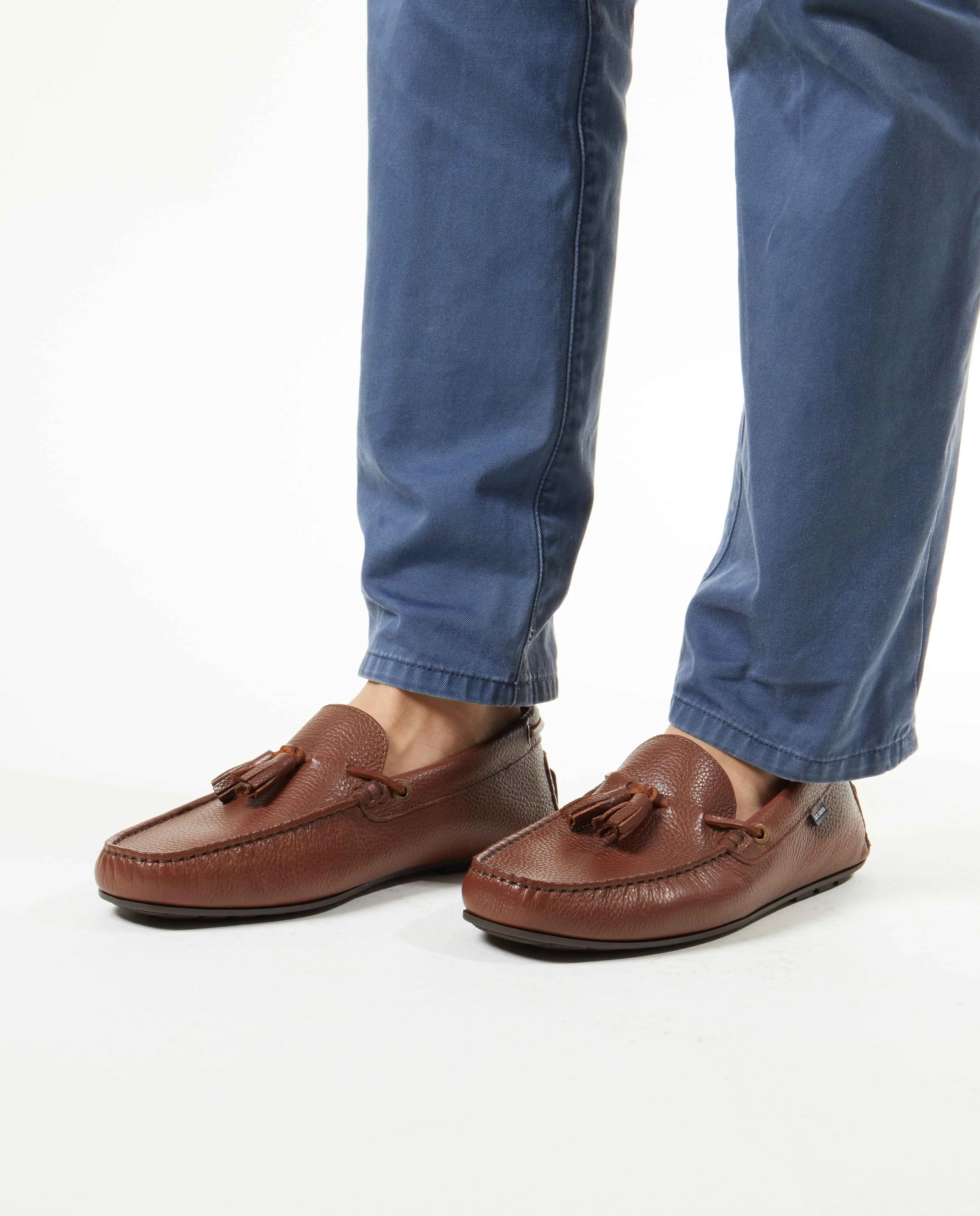 Loafers City com borlas - pele gravada cuoio