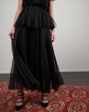 long skirt - black silk organza