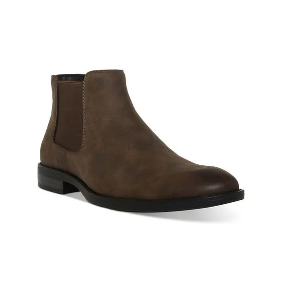MADDEN Mens Brown Cushioned Goring Maxxin Round Toe Block Heel Chelsea 12