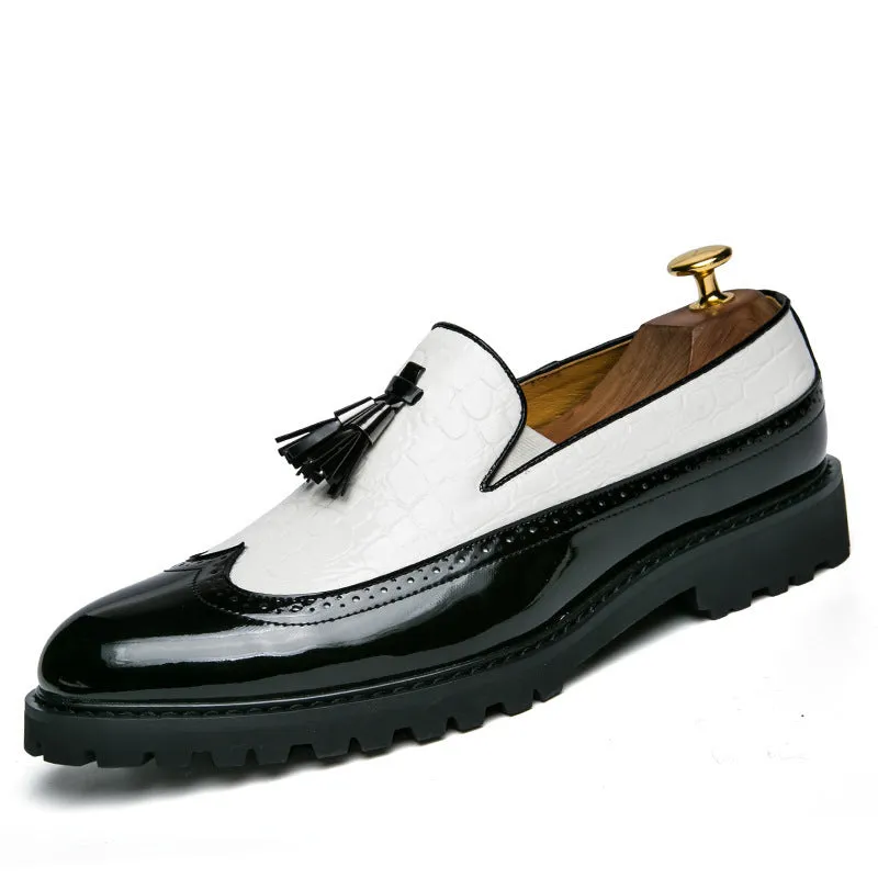Men's Brogue British Tassel Bright Fashion Slip-on Hair Casual Shoes