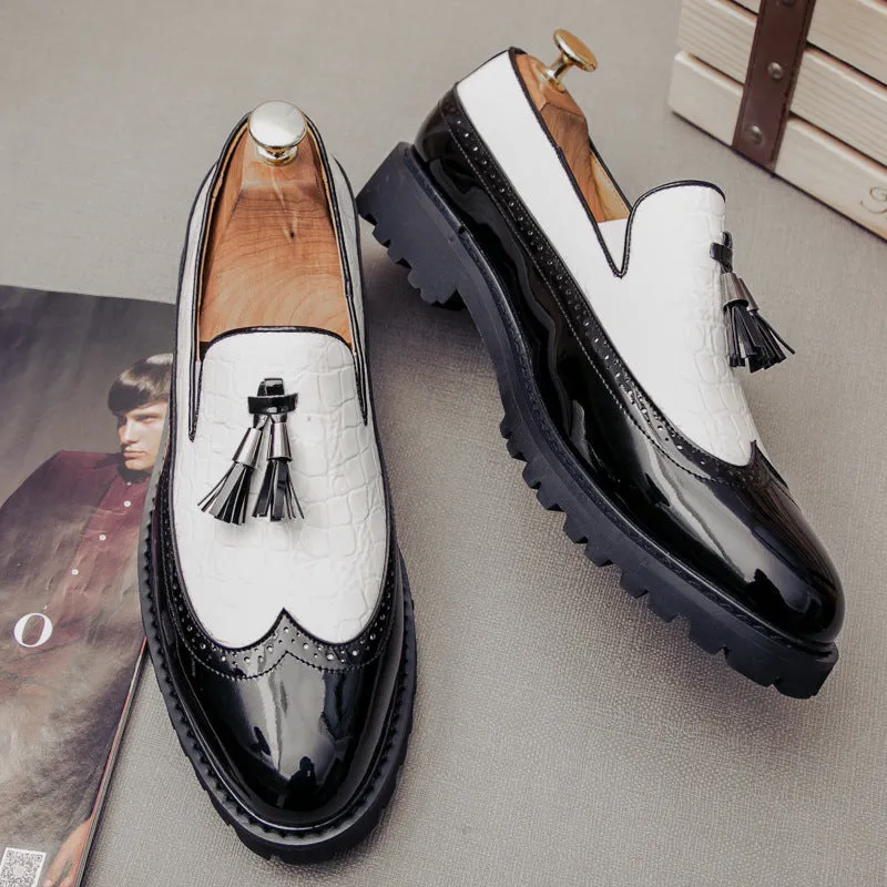 Men's Brogue British Tassel Bright Fashion Slip-on Hair Casual Shoes