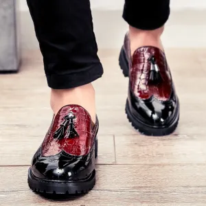 Men's Brogue British Tassel Bright Fashion Slip-on Hair Casual Shoes