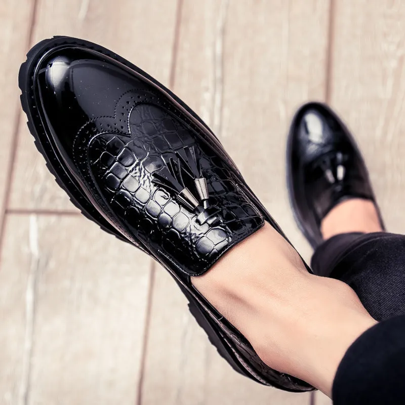 Men's Brogue British Tassel Bright Fashion Slip-on Hair Casual Shoes
