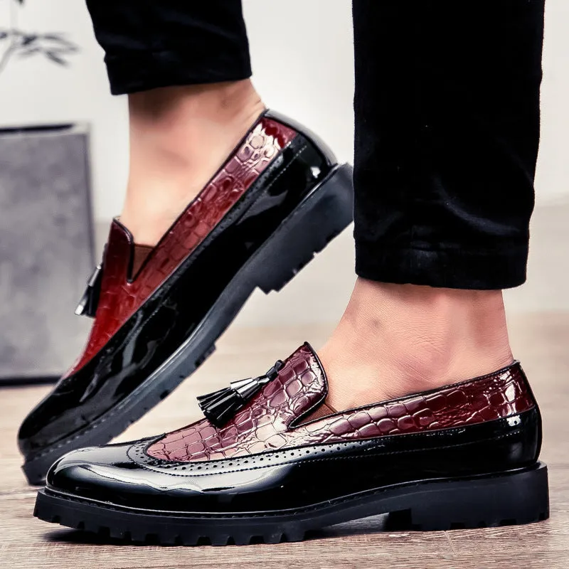 Men's Brogue British Tassel Bright Fashion Slip-on Hair Casual Shoes