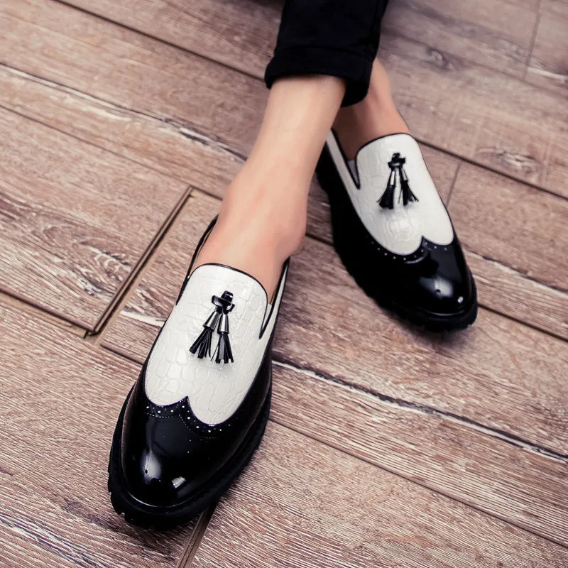 Men's Brogue British Tassel Bright Fashion Slip-on Hair Casual Shoes